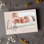 Script Hello Name Black Minimalistisch Foto Baby<br><div class="desc">Script Hello Name Black Minimalistisch Foto Baby Birth Announccard</div>