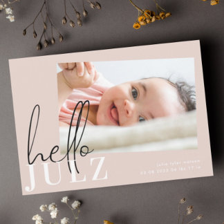 Script Hello Name Black Minimalistisch Foto Baby