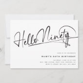 Script Hello Nneety Minimalistisch 90. Geburtstag Einladung (Vorderseite)