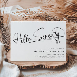 Script Hello Sesieby Minimalistisch 70. Geburtstag Einladung
