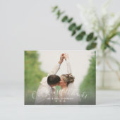 Script Herzlichen Dank 2 Foto Wedding Danke Postkarte (Stehend Vorderseite)