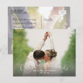 Script Herzlichen Dank 2 Foto Wedding Danke Postkarte (Vorne/Hinten)