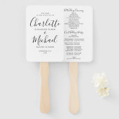 Script-Hochzeitsprogramm für Schwarz und Weiß Fächer (Vorne und Hinten)