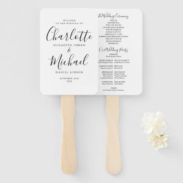 Script-Hochzeitsprogramm für Schwarz und Weiß Fächer