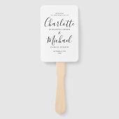 Script-Hochzeitsprogramm für Schwarz und Weiß Fächer (Vorderseite)