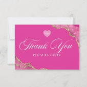 Script Hot Pink Marble Geschäft Danke Karte (Vorderseite)