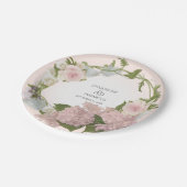 Script Hübsch Hydrangea Blumenkraut Handgemalt Pappteller (Schrägansicht)