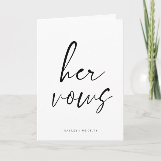 Script Ihre Vows Hochzeitskarte Karte (Vorderseite)