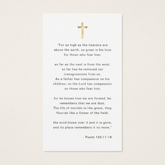 Script in Love Memory Beerdigung Foto Gebetskarte (Rückseite)