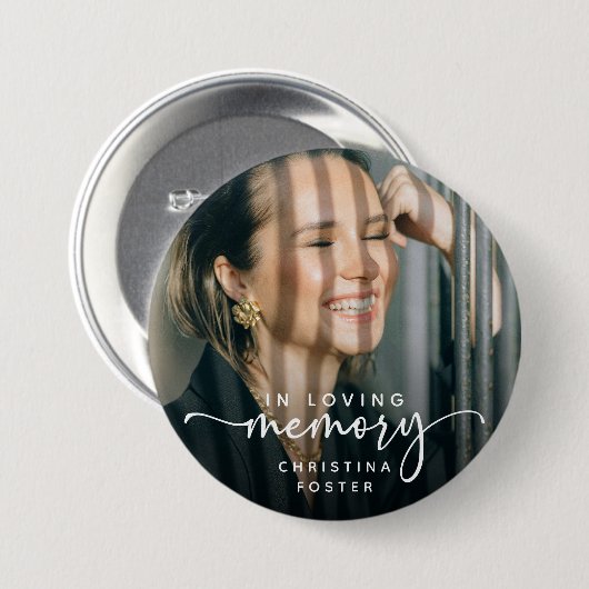 Script in Love Memory Foto Memorial Button (Vorne & Hinten)