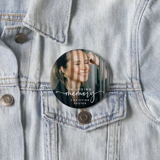 Script in Love Memory Foto Memorial Button (Beispiel)