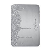 Script Individuelle Name Silver Glitzer Tropfen Lu Badematte (Vorderseite Vertikal)