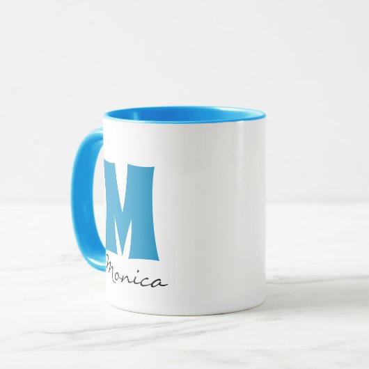 Script-Individuelle Name und Monogramm Tasse (Vorderseite Links)