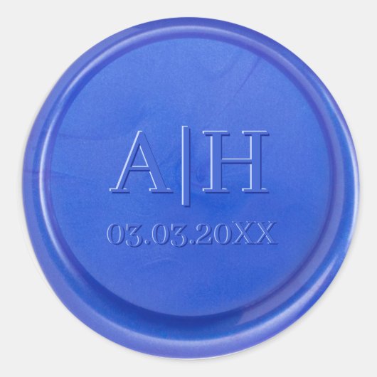 Script Initial Blue Quartz Wax Siegel Sticker (Vorderseite)