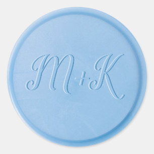 Script Initial Linen Blue Wax Siegel Sticker