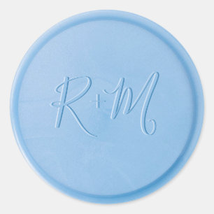 Script Initial Linen Blue Wax Siegel Sticker