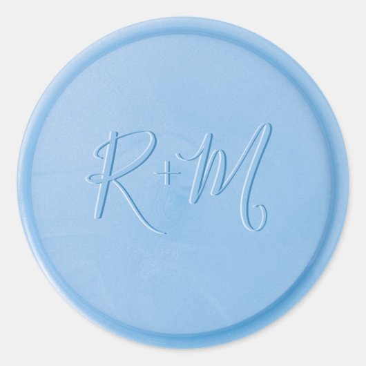 Script Initial Linen Blue Wax Siegel Sticker (Vorderseite)