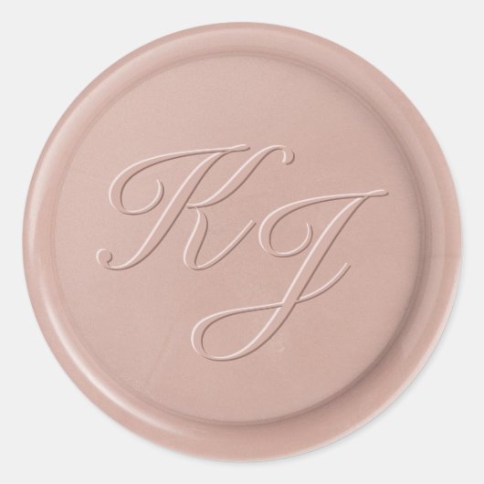 Script Initial Pink Latte Wax Siegel Sticker (Vorderseite)