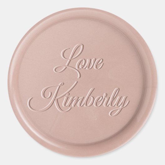 Script Initial Pink Latte Wax Siegel Sticker (Vorderseite)