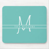 Script Initial Split Monogram, Personalisiert Aqua Mousepad (Vorne)