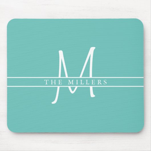 Script Initial Split Monogram, Personalisiert Aqua Mousepad (Vorne)