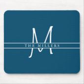 Script Initial Split Monogram, Personalisiert Blue Mousepad (Vorne)