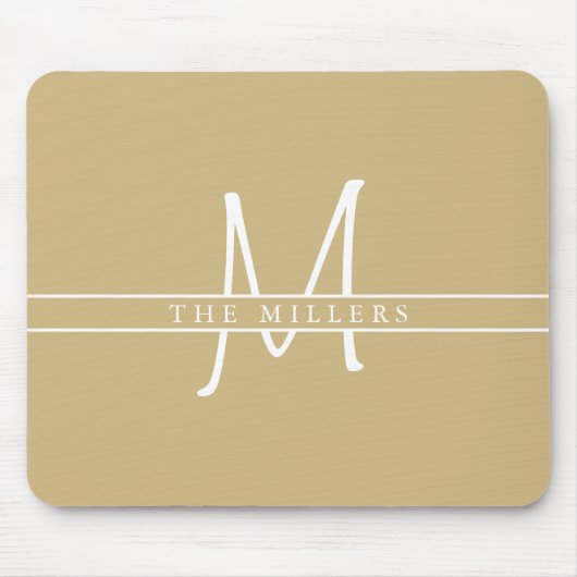 Script Initial Split Monogram, Personalisiert Gold Mousepad (Vorne)