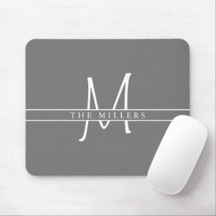 Script Initial Split Monogram, Personalisiert Gray Mousepad