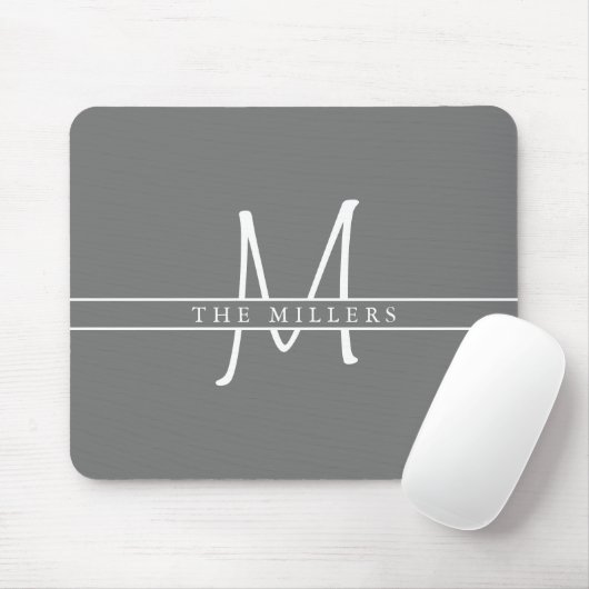 Script Initial Split Monogram, Personalisiert Gray Mousepad (Mit Mouse)