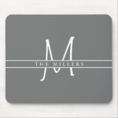 Script Initial Split Monogram, Personalisiert Gray Mousepad (Vorne)