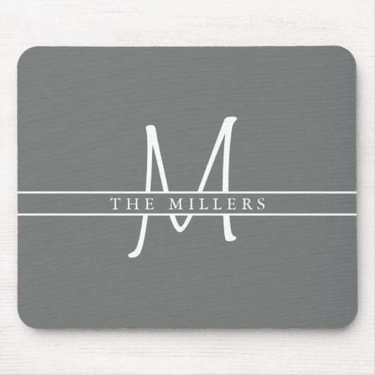 Script Initial Split Monogram, Personalisiert Gray Mousepad (Vorne)