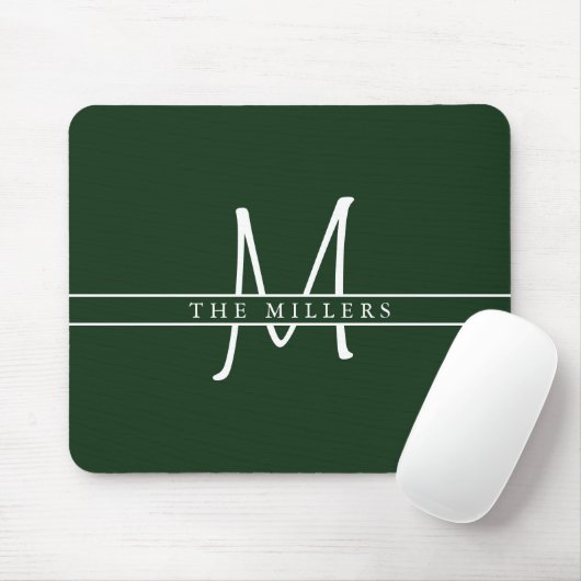 Script Initial Split Monogram, Personalisiert Gree Mousepad (Mit Mouse)