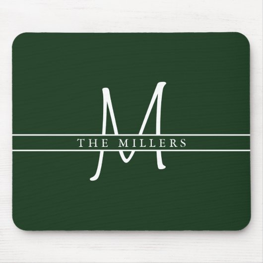 Script Initial Split Monogram, Personalisiert Gree Mousepad (Vorne)