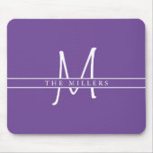 Script Initial Split Monogram, Personalisiert Lila Mousepad (Vorne)