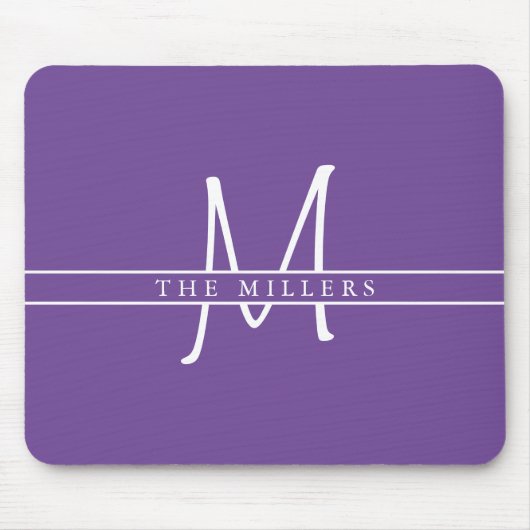 Script Initial Split Monogram, Personalisiert Lila Mousepad (Vorne)