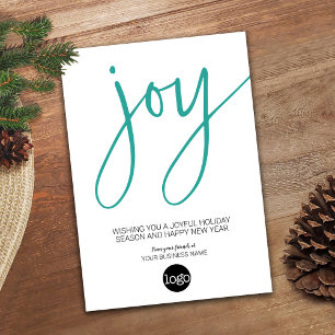 Script JOY - Modernes Aqua White mit Business-Logo Feiertagskarte