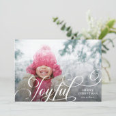 Script Joyful Typografy Foto Weihnachten (Stehend Vorderseite)