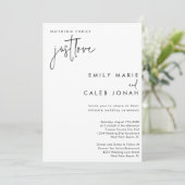 Script Just Liebe Chic Intimate Wedding Courthouse Einladung (Stehend Vorderseite)