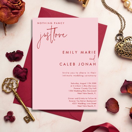Script Just Liebe Pink intime Hochzeitskurort Einladung