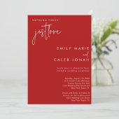 Script Just Liebe Red Intimate Wedding Courthouse Einladung (Stehend Vorderseite)