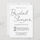 Script-Kalligrafie, Schwarzweiß-Brautparty Einladung (Vorderseite)