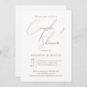 Script-Kalligraphie-Mocha und Dusche von weißen Pa Einladung (Vorne/Hinten)