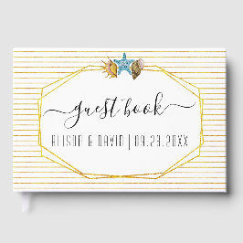 Script kalligraphische Aquarellfarben Muscheln Hoc Gästebuch