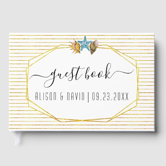 Script kalligraphische Aquarellfarben Muscheln Hoc Gästebuch (Vorderseite)