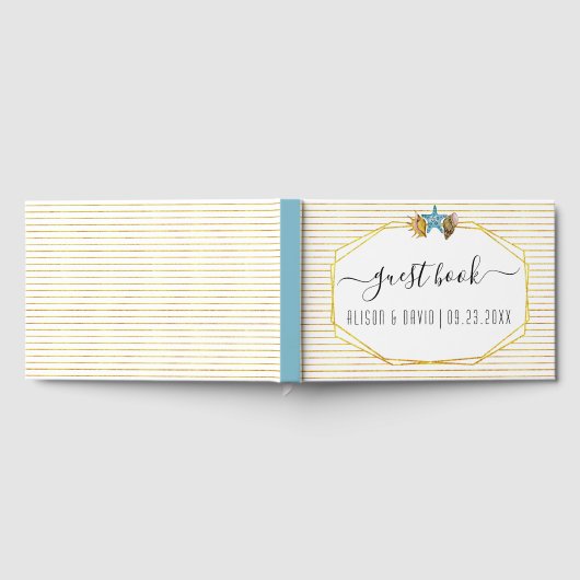 Script kalligraphische Aquarellfarben Muscheln Hoc Gästebuch (Voll)