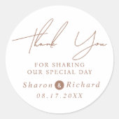 Script kalligraphische mocha Vielen Dank für Ihre Runder Aufkleber (Vorderseite)