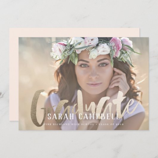 Script-Karte für den Abschluss Gold Foil Einladung (Vorne/Hinten)