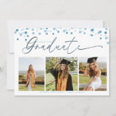 Script Konfetti |  Foto-Collage Abschluss  Einladung (Vorderseite)