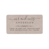 Script Kraft Paper Wedding Rücksendeadresse Adressaufkleber (Vorne)