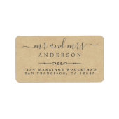 Script Kraft Paper Wedding Rücksendeadresse Adressaufkleber (Vorne)